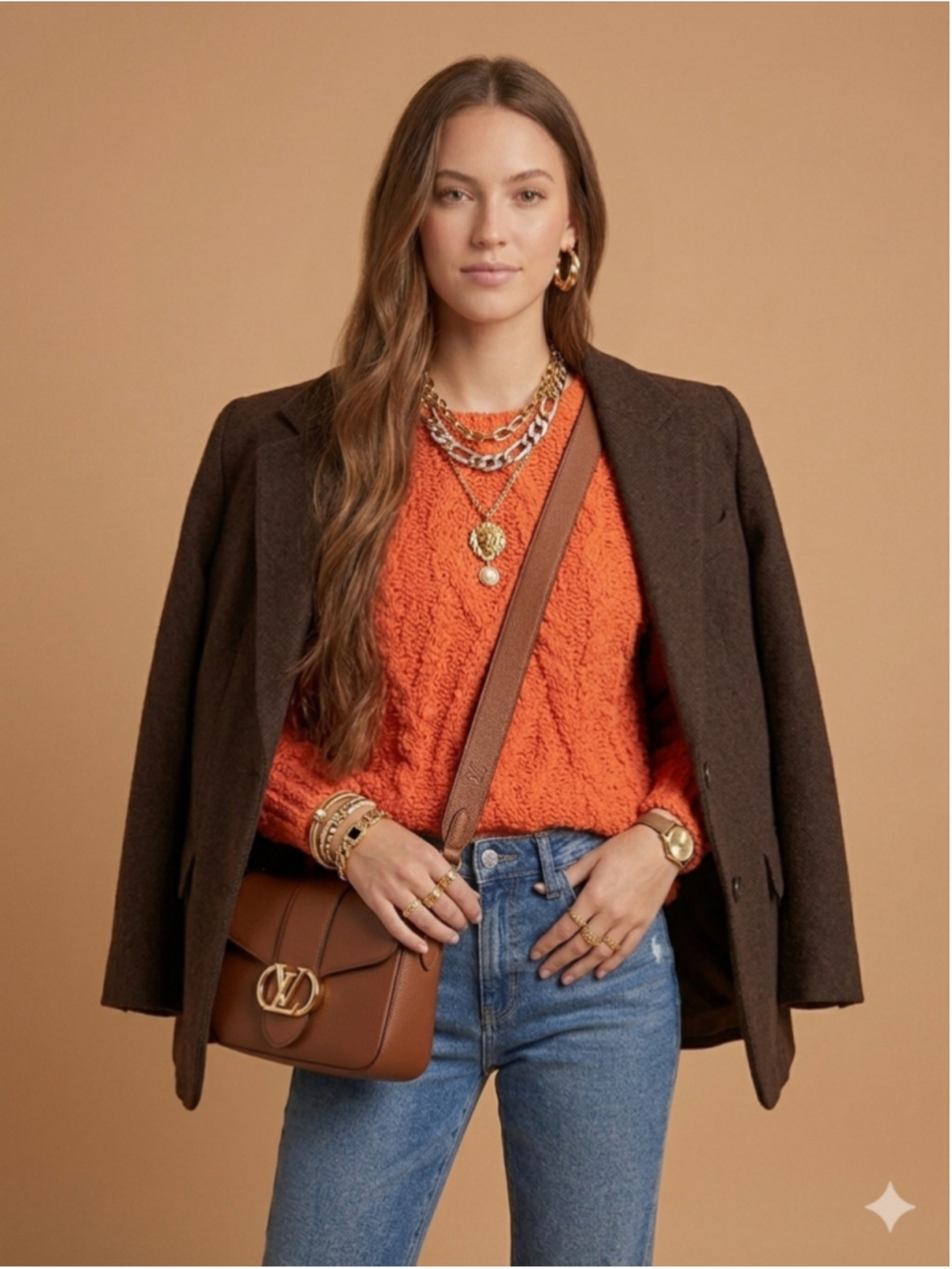 Anthropologie Sweater Women XS Adaia⁸ Orange Cable Knit Sleeping On Snow